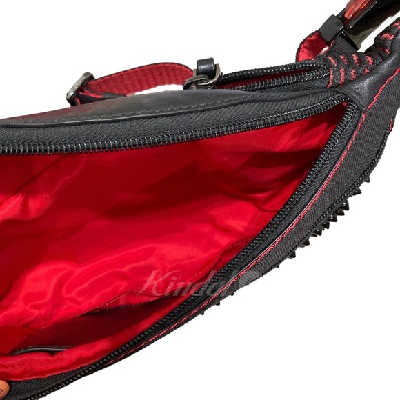Christian Louboutin Spike Studded Waist Bag Black Red - Picture 6 of 7